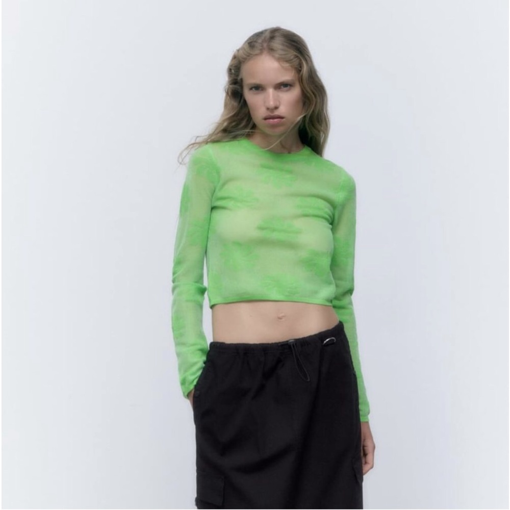 Sale🇺🇸 Zara Sheer Neon Green Top
